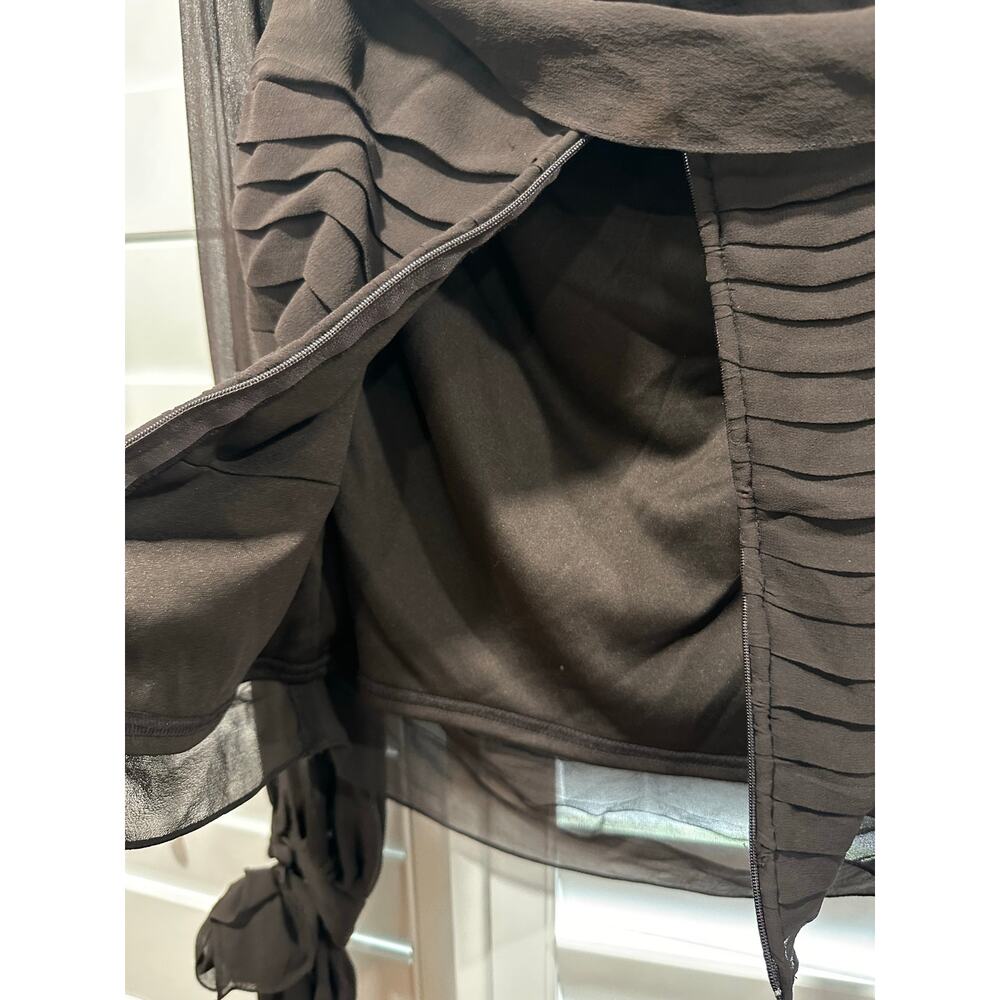 Vintage Lillie Rubin 100% Silk Ruched Blouse Off Shoulder Chocolate Brown Size 4 - Picture 6 of 13